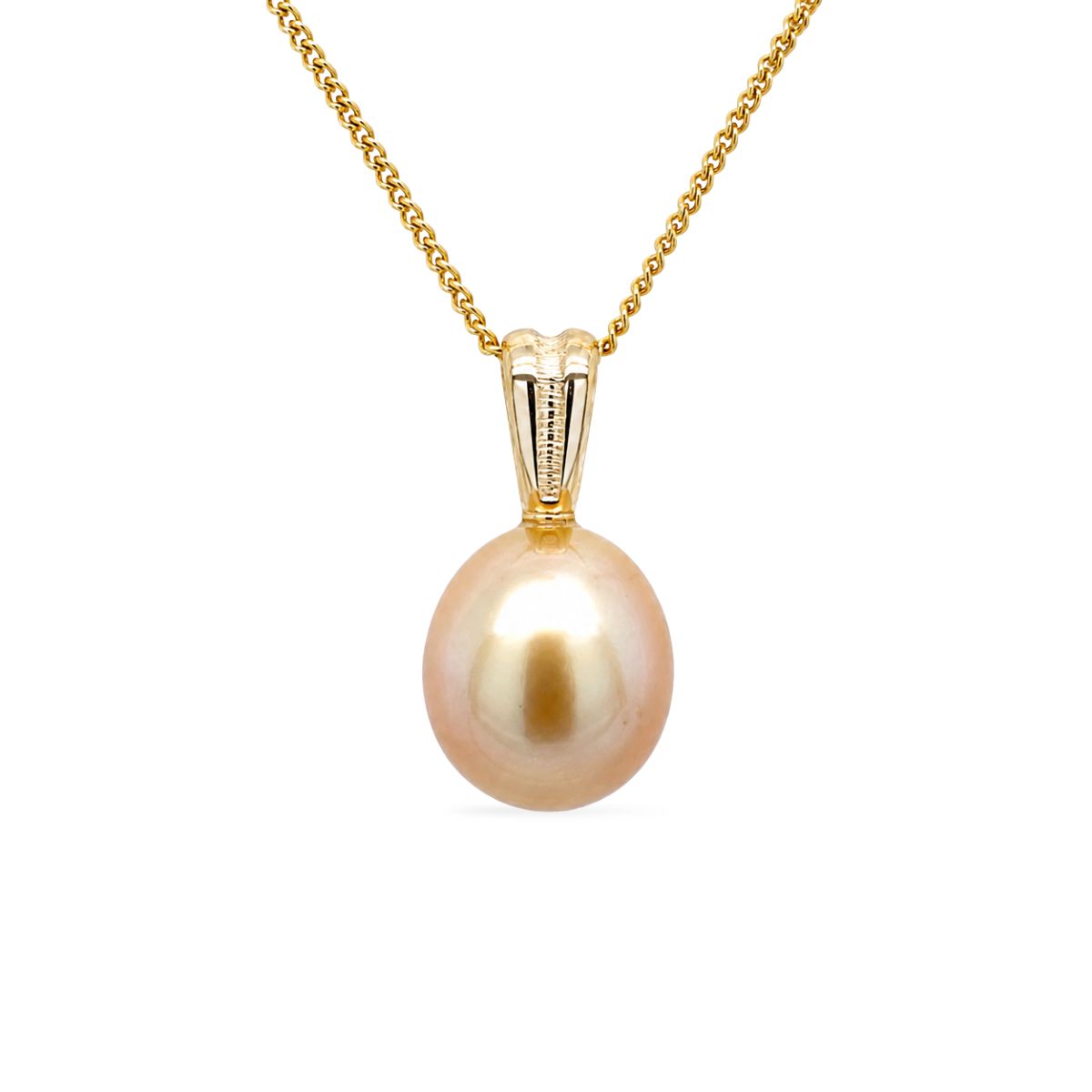 9ct Yellow Gold 11mm Gold South Sea Pearl Bark Pendant