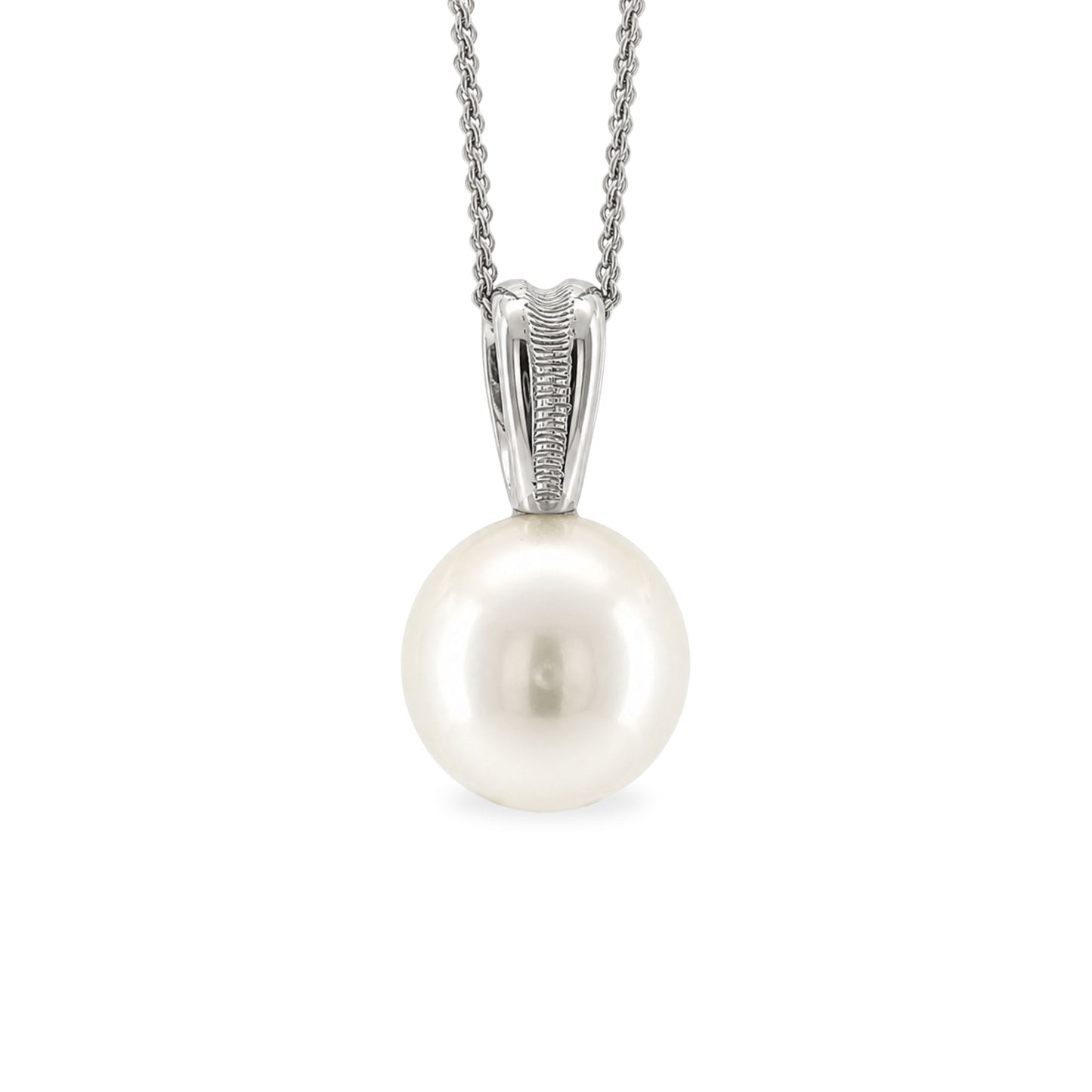 9ct White Gold 10-12mm South Sea Pearl Bark Pendant