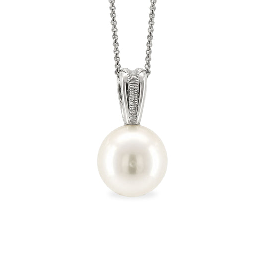9ct White Gold 10-12mm South Sea Pearl Bark Pendant