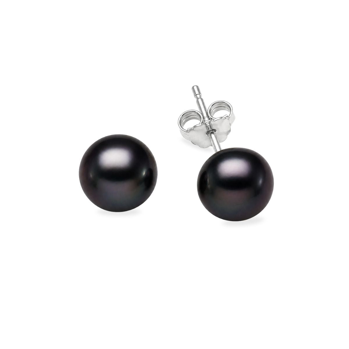 Sterling Silver 7mm Black Freshwater Pearl Studs