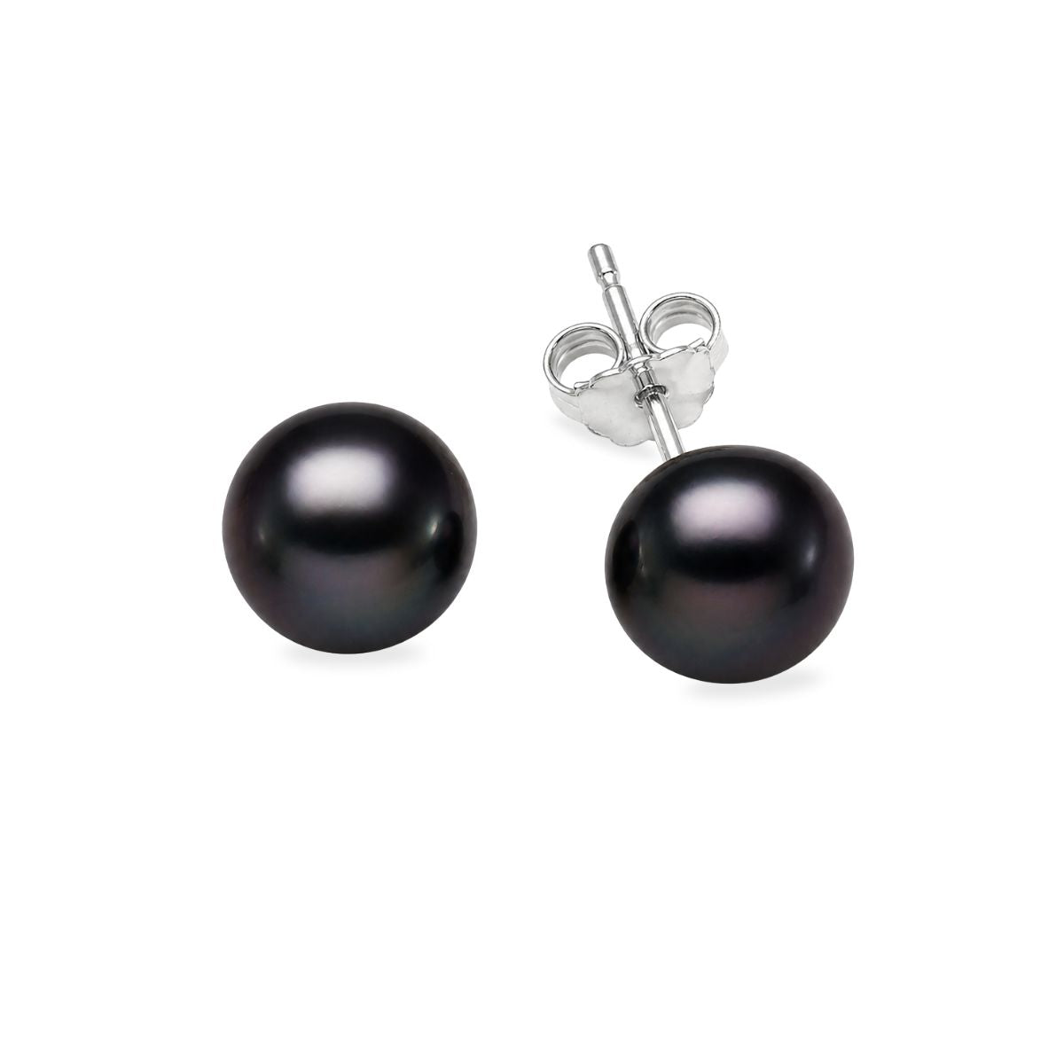Sterling Silver 10mm Black Freshwater Pearl Studs