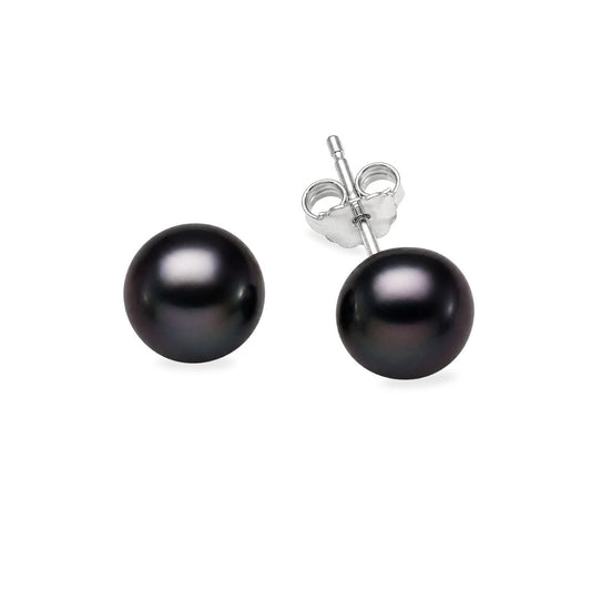 Sterling Silver 10mm Black Freshwater Pearl Studs
