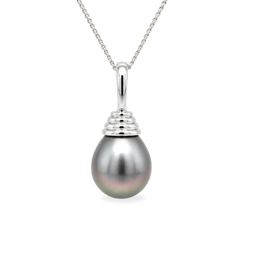 9ct White Gold 13-14mm Tahitian Baroque Pearl 'Bee-Hive' Enhancer