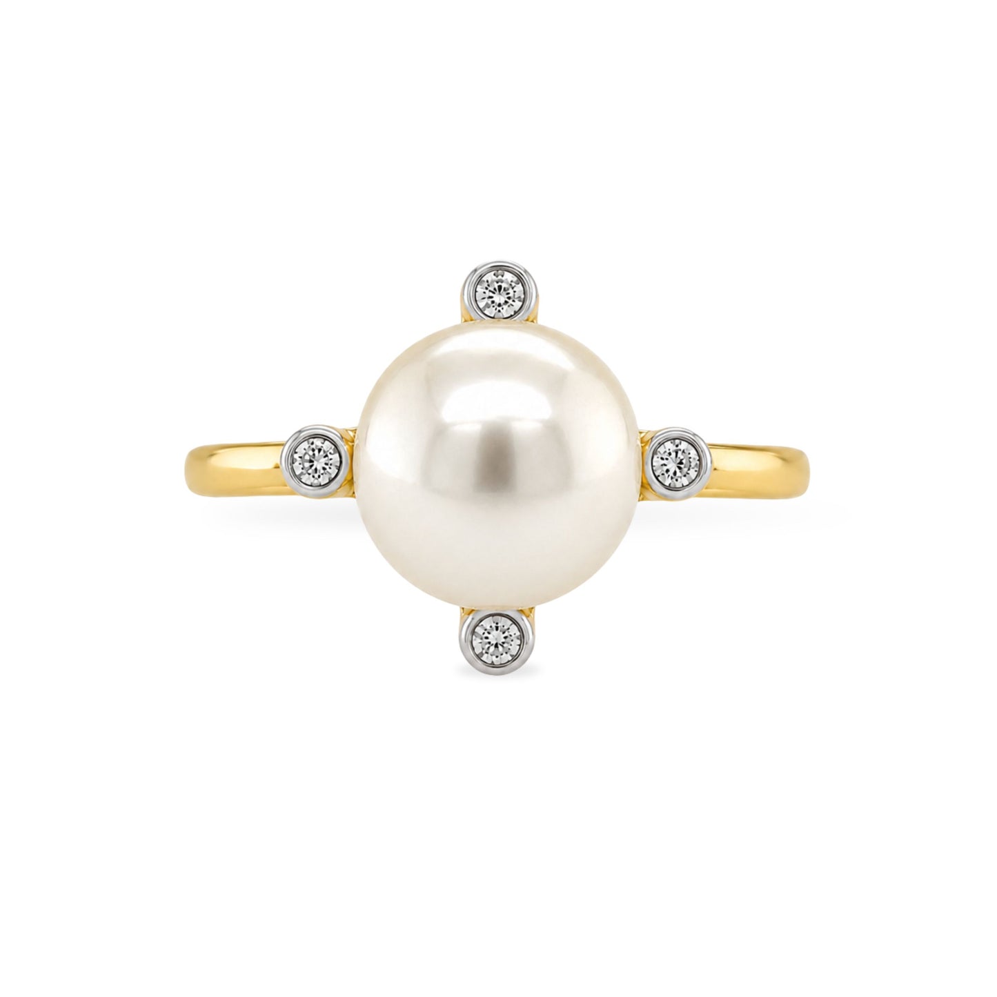 9ct Yellow Gold 9mm South Sea Pearl & Diamond Ring