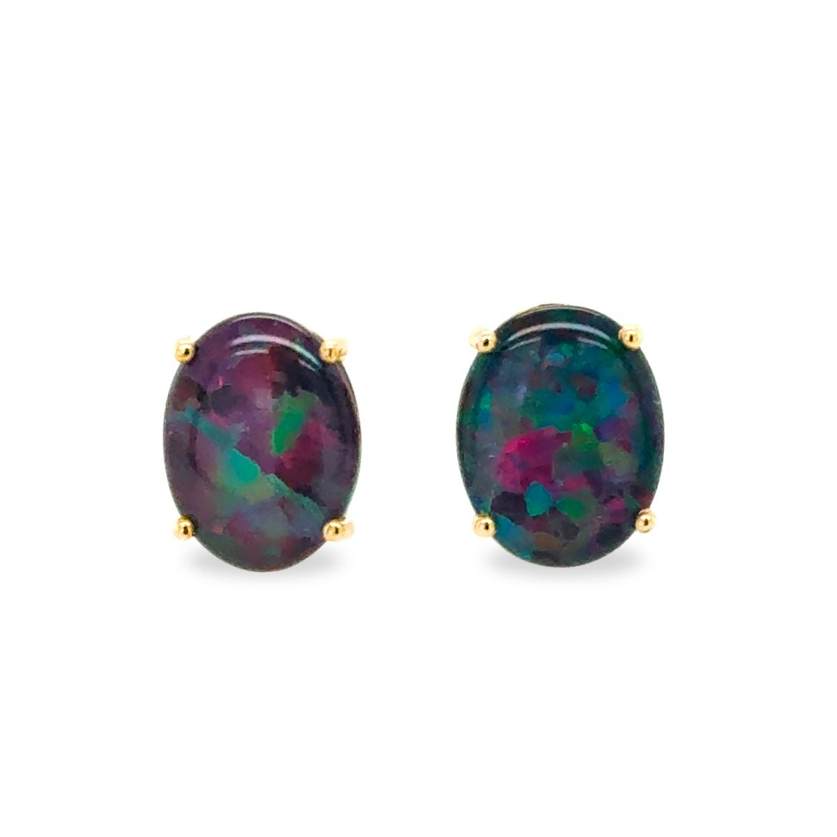 9ct Yellow Gold 9x7 Triplet Opal Studs
