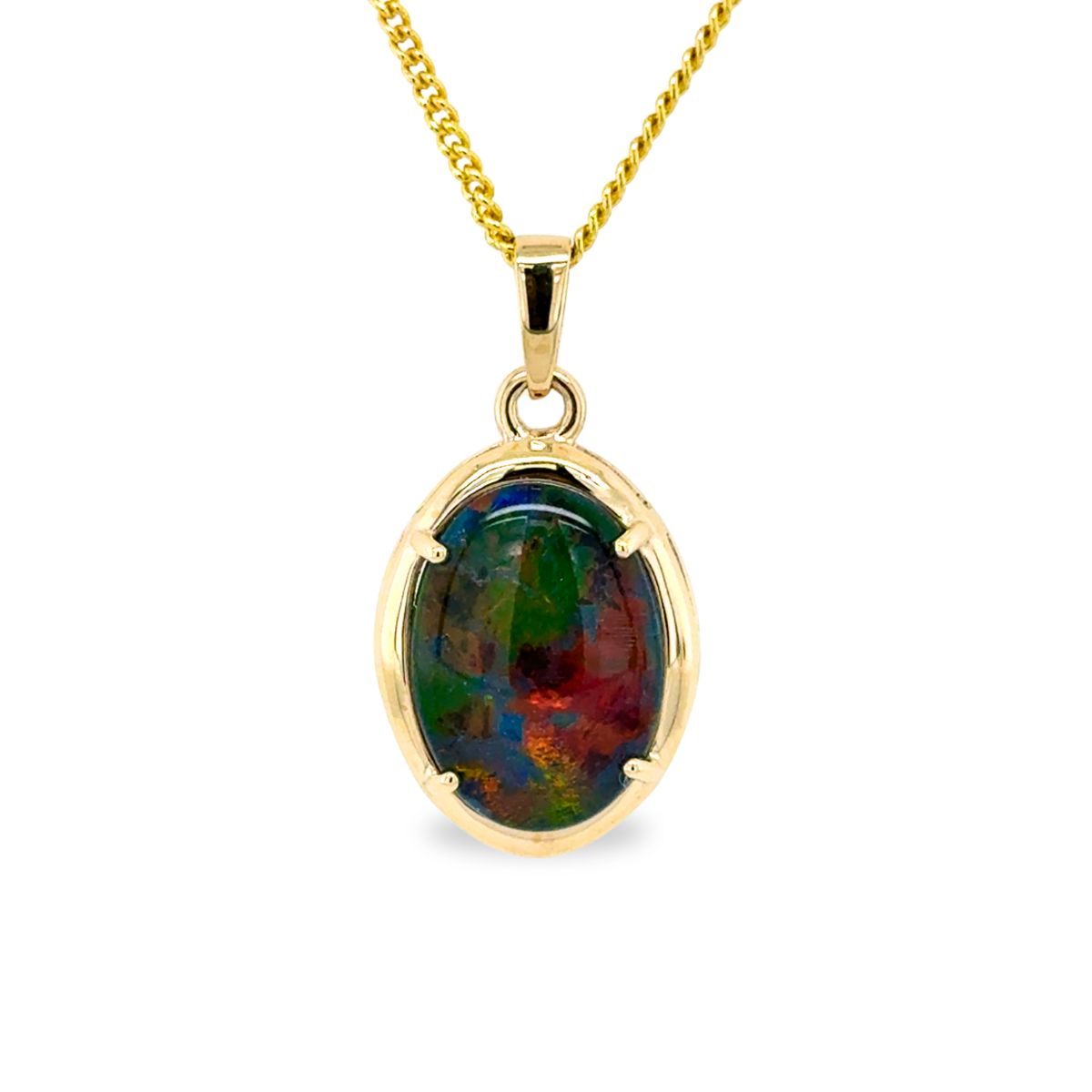 9ct Yellow Gold 14x10 Triplet Opal Pendant