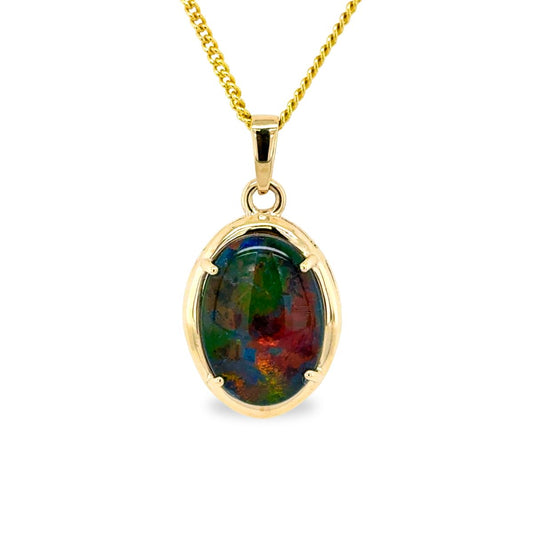 9ct Yellow Gold 14x10 Triplet Opal Pendant