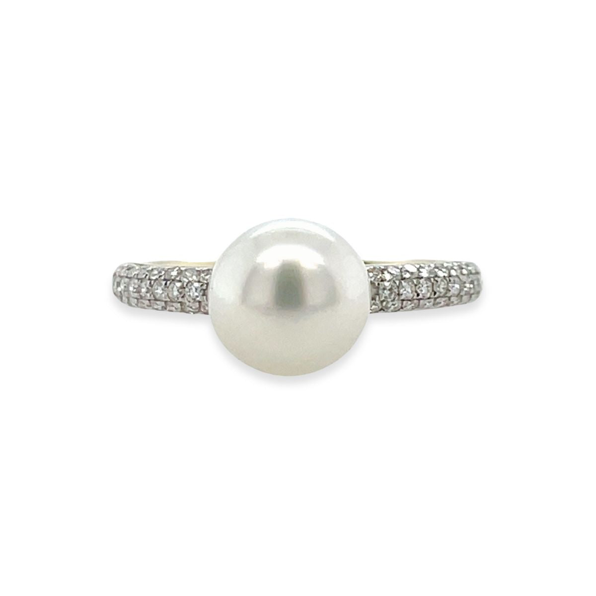 9ct Yellow Gold 8-10mm South Sea Pearl & Diamond Ring