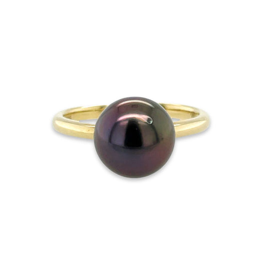 9ct Yellow Gold 9.5mm Tahitian Pearl Ring
