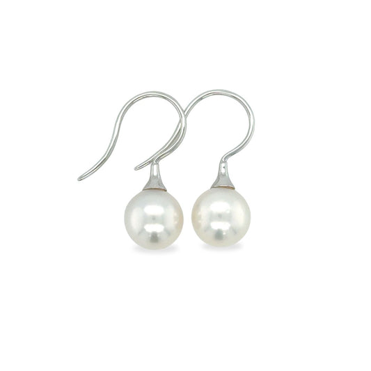 9ct White Gold 9mm South Sea Pearl Hooks