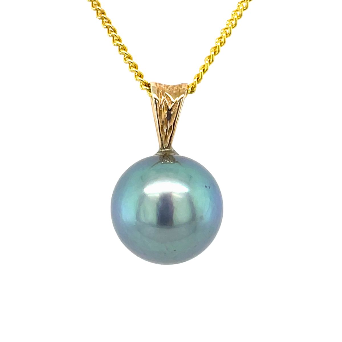 9ct Yellow Gold 10-11mm Tathtian Pearl Bark Bail Pendant