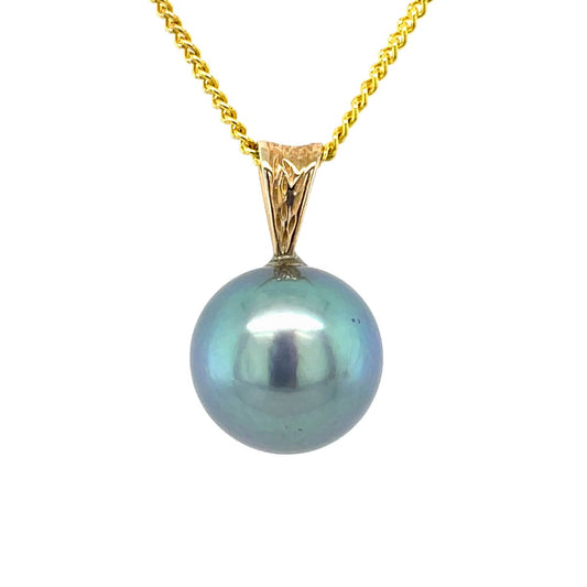 9ct Yellow Gold 10-11mm Tathtian Pearl Bark Bail Pendant