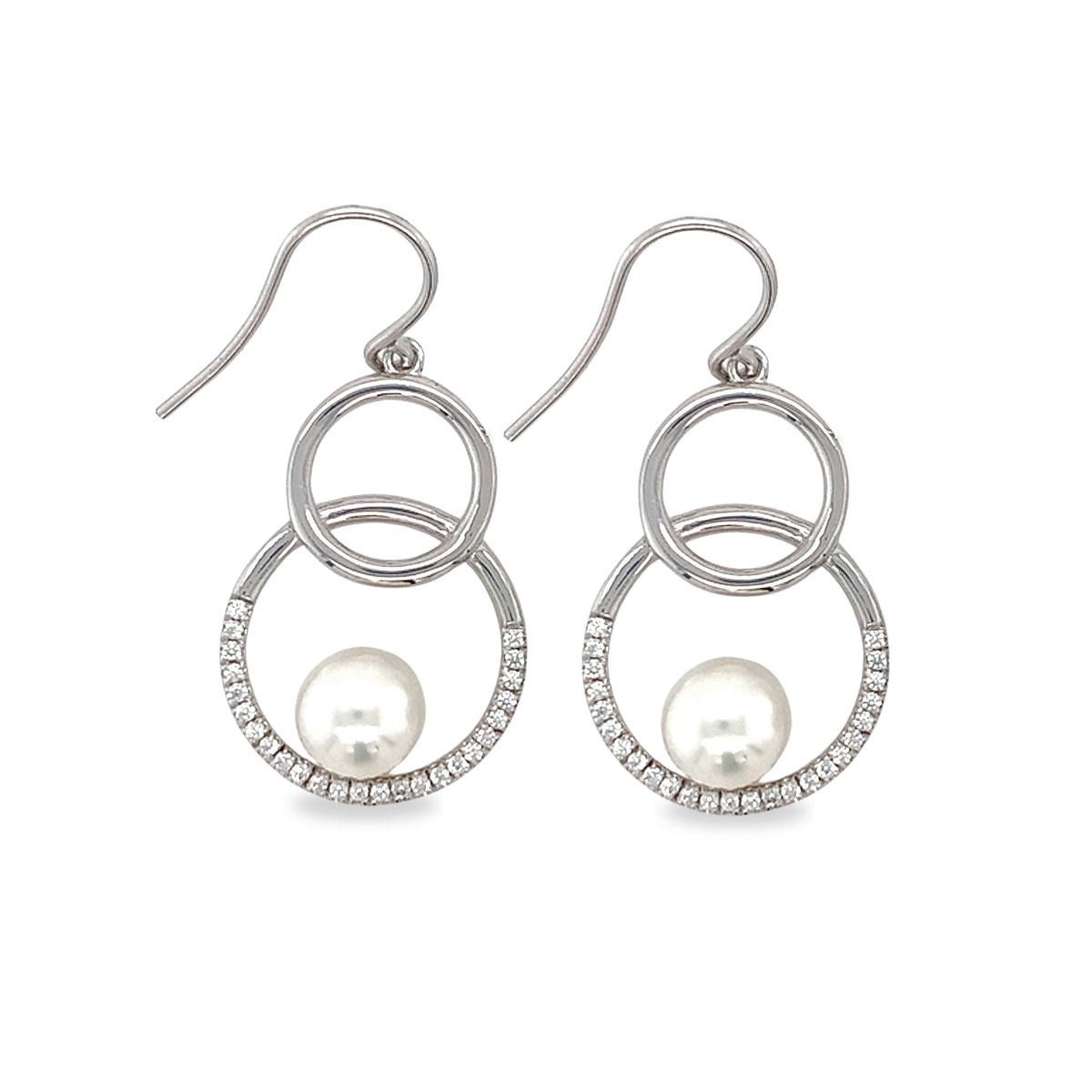 Sterling Silver 8-9mm South Sea Pearl Circle Hooks