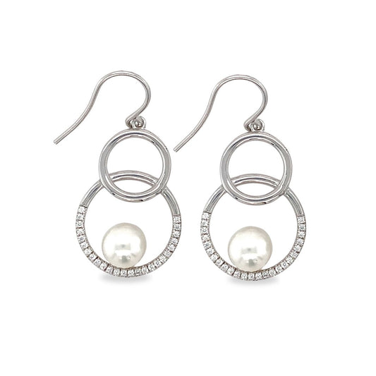 Sterling Silver 8-9mm South Sea Pearl Circle Hooks