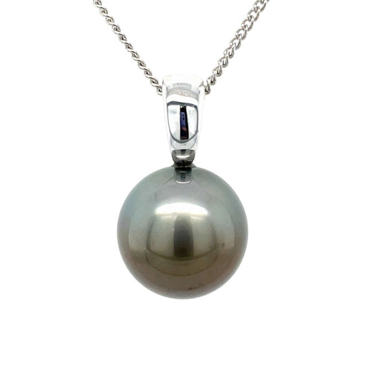 9ct White Gold 12-13mm Tahitian Pearl Enhancer Pendant