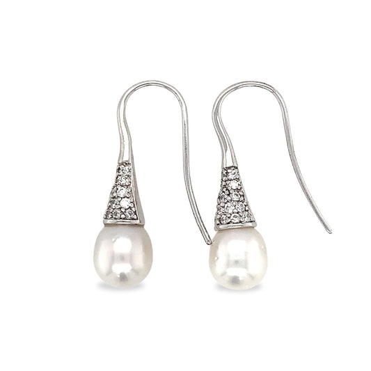 Sterling Silver 8-9mm South Sea Pearl Cone Hooks