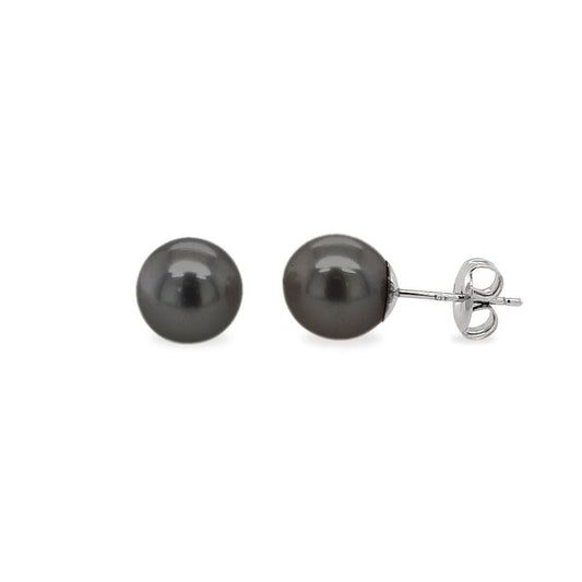 9ct White Gold 8-9mm Tahitian Pearl Stud Earrings
