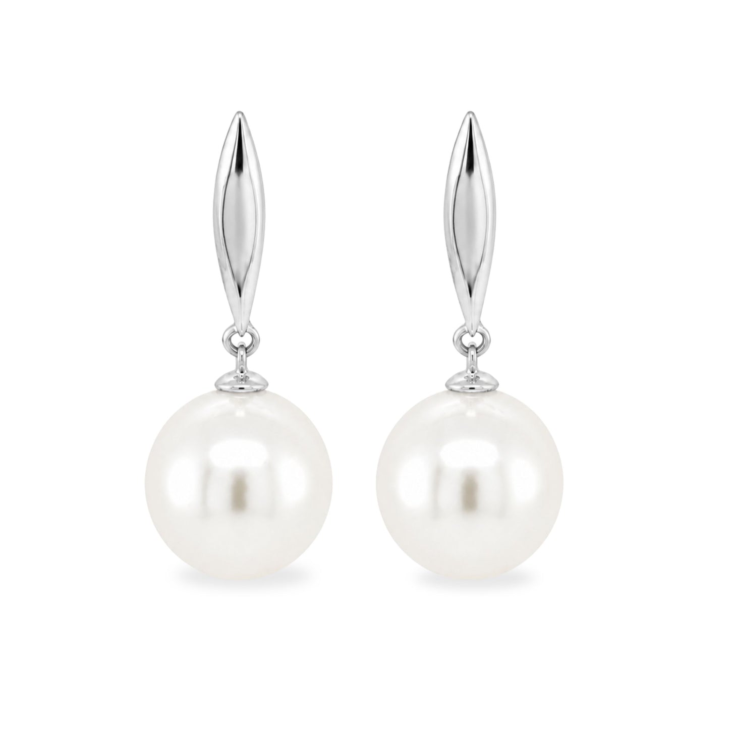 9ct White Gold 8-9mm South Sea Pearl Marquise Bar Drop Studs