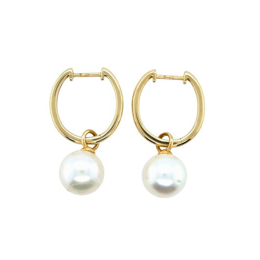 9ct Yellow Gold 9mm South Sea Pearl Hoops