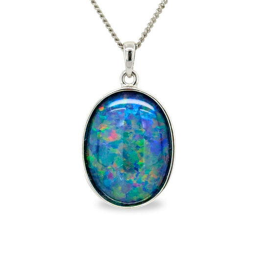 Sterling Silver 20x15 Triplet Opal Pendant