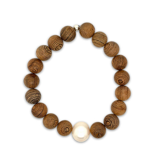Arafura Collection South Sea Pearl & African Wengewood Bracelet