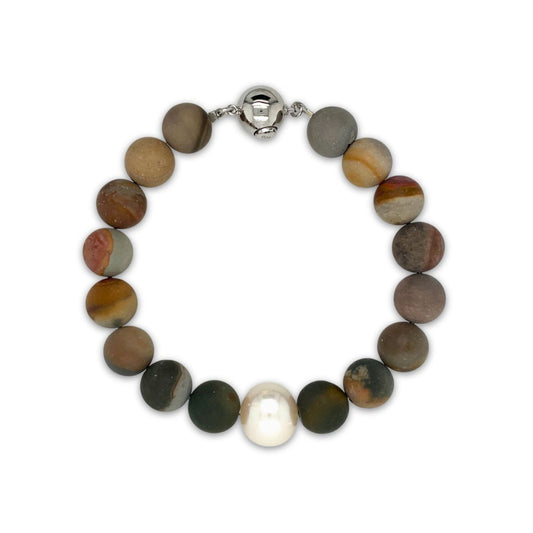 Arafura Collection South Sea Pearl & American Picture Jasper Bracelet
