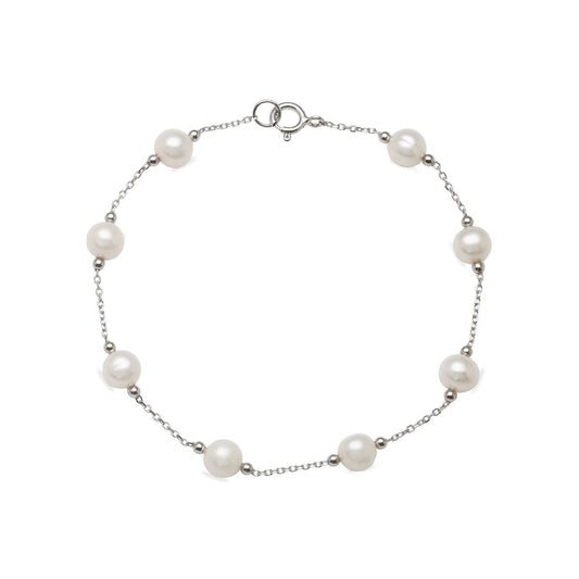 Sterling Silver Cable Chain & Freshwater Pearl Bracelet