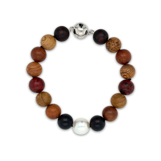 Arafura Collection South Sea Pearl & Mixed Woods Bracelet
