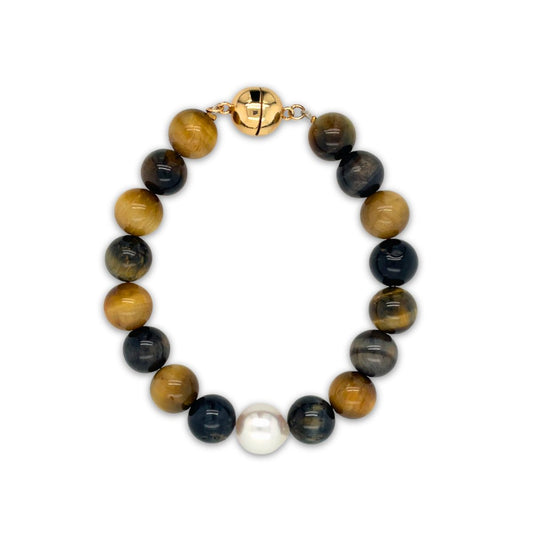 Arafura Collection South Sea Pearl & Tiger Eye Bracelet