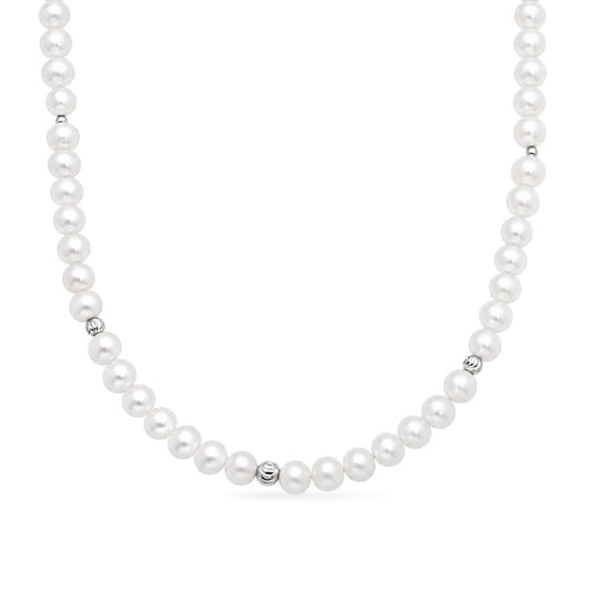 Sterling Silver 42cm Freshwater Pearl Strand With Beads