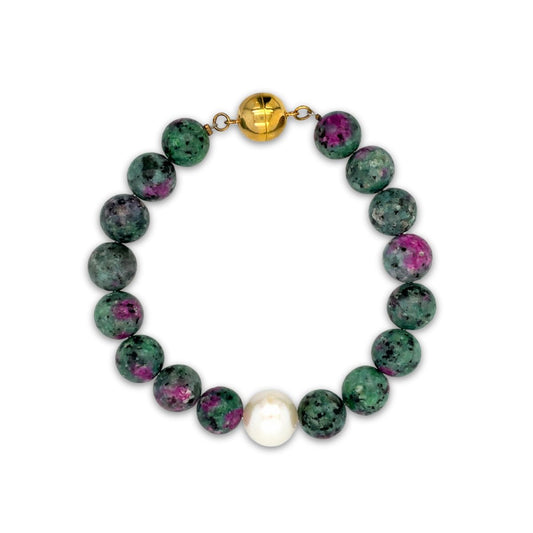 Arafura Collection South Sea Pearl With Zoisite Ruby Bracelet