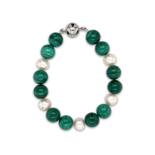 Arafura Collection South Sea Pearl & African Malachite Bracelet