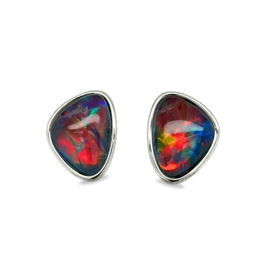 Sterling Silver Freeform Triplet Opal Studs
