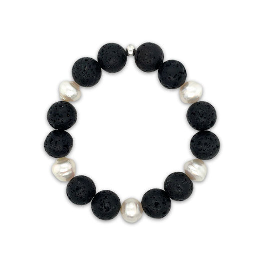 Arafura Collection South Sea Pearl & Lava Bead Bracelet
