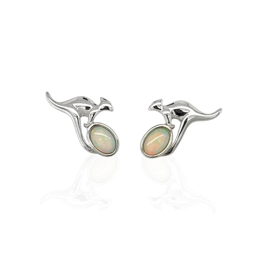 Sterling Silver Solid Opal Kangaroo Studs