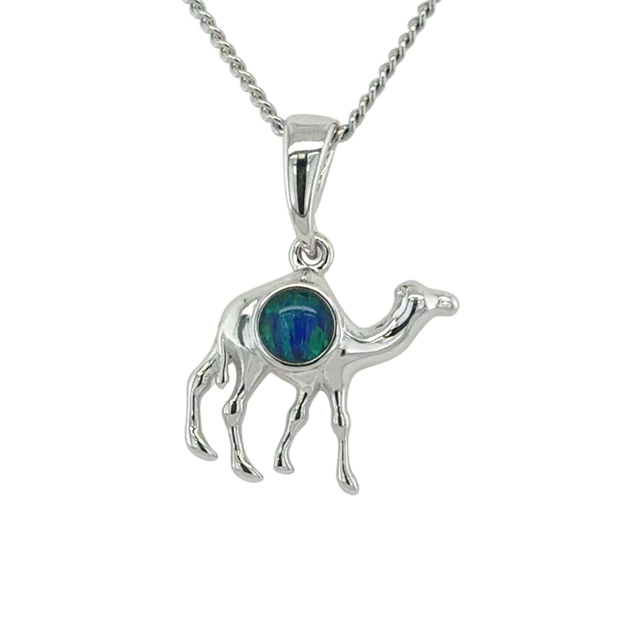 Sterling Silver Triplet Opal Camel Pendant