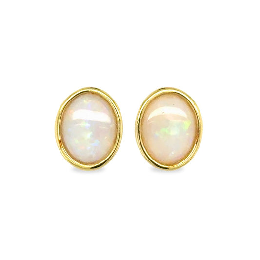 Gold Tone Sterling Silver Solid Opal Studs
