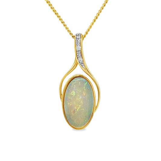 9ct Yellow Gold Australian Solid Opal Pendant