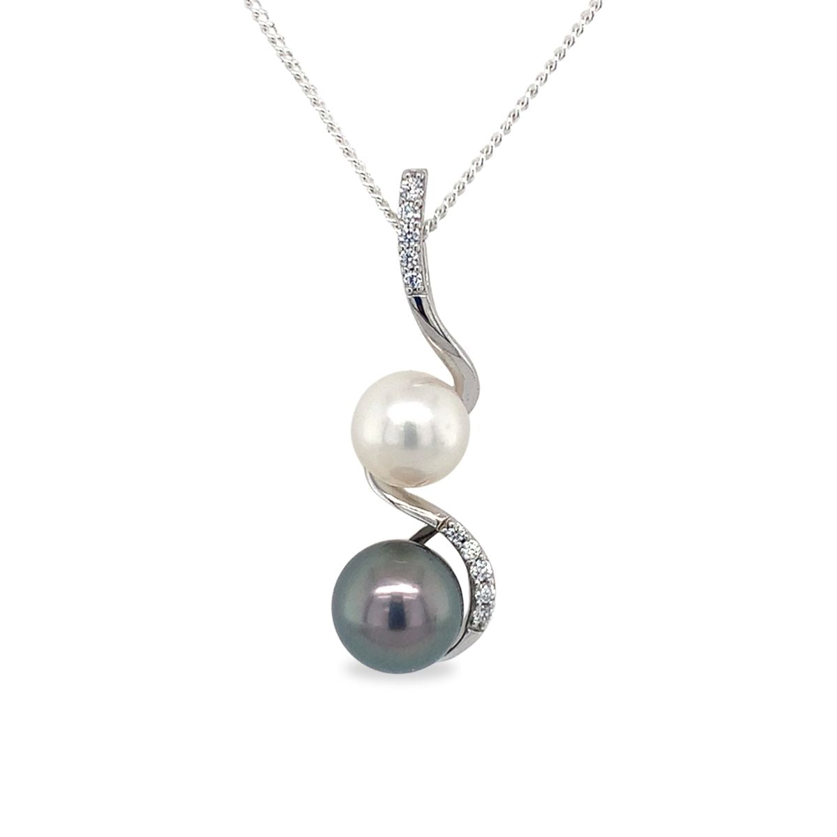 Sterling Silver South Sea & Tahitian Pearl Pendant