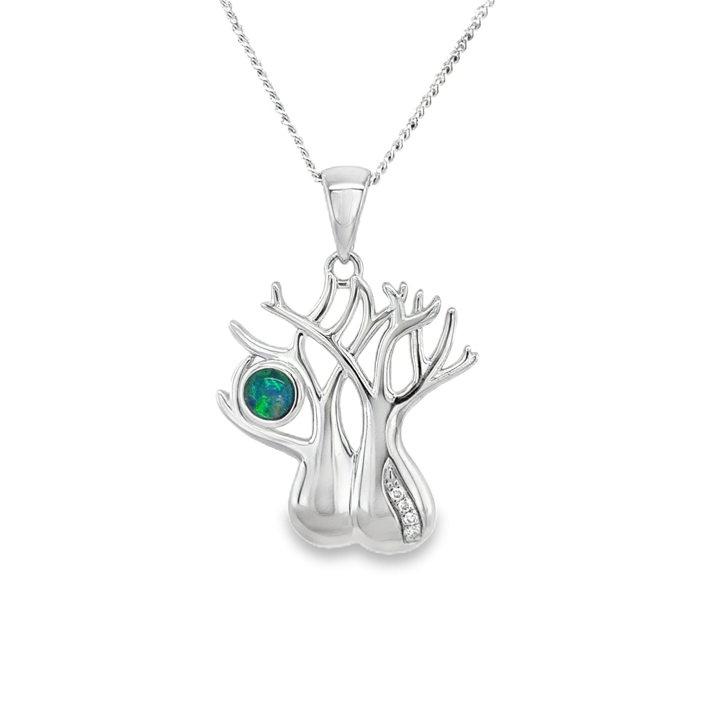Sterling Silver & Triplet Opal Boab Tree Pendant