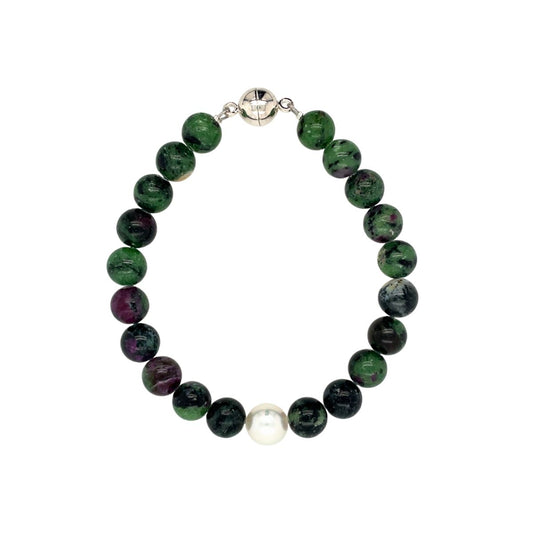 Arafura Collection South Sea Pearl & Zoisite with Ruby Bracelet