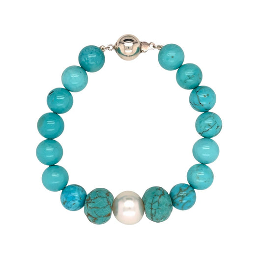 Arafura Collection South Sea Pearl With Turquoise Bracelet