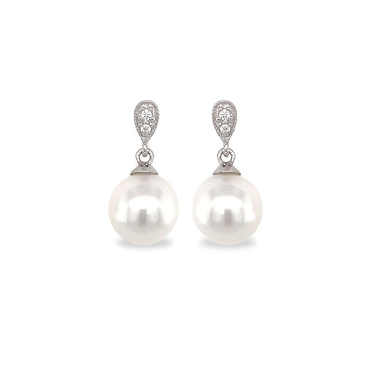Sterling Silver 8-9mm South Sea Pearl Teardrop Studs
