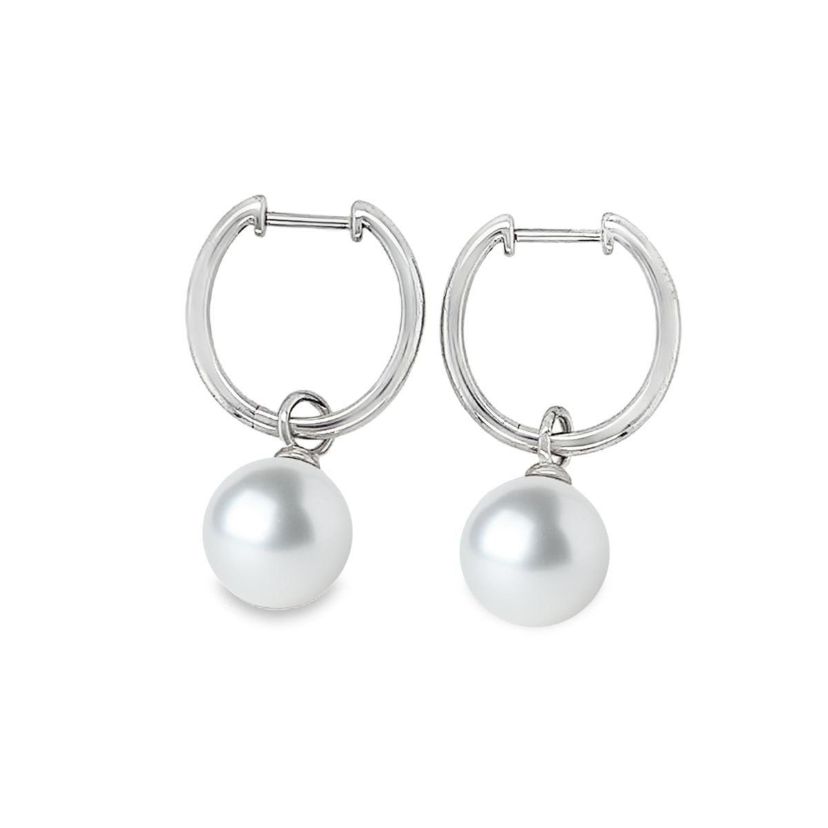 Sterling Silver 8-9mm South Sea Pearl Hoops