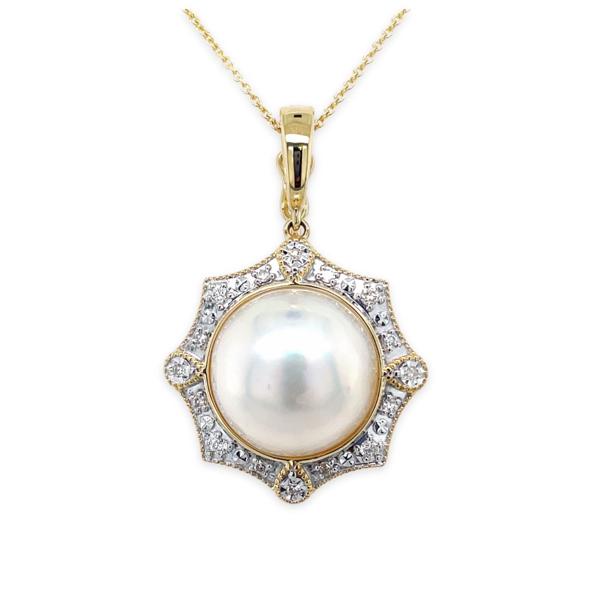 9ct Yellow Gold 13mm Mabe South Sea Pearl Enhancer Pendant
