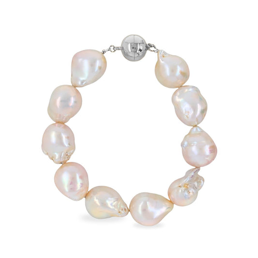 Sterling Silver Baroque Keshi Freshwater Pearl Bracelet