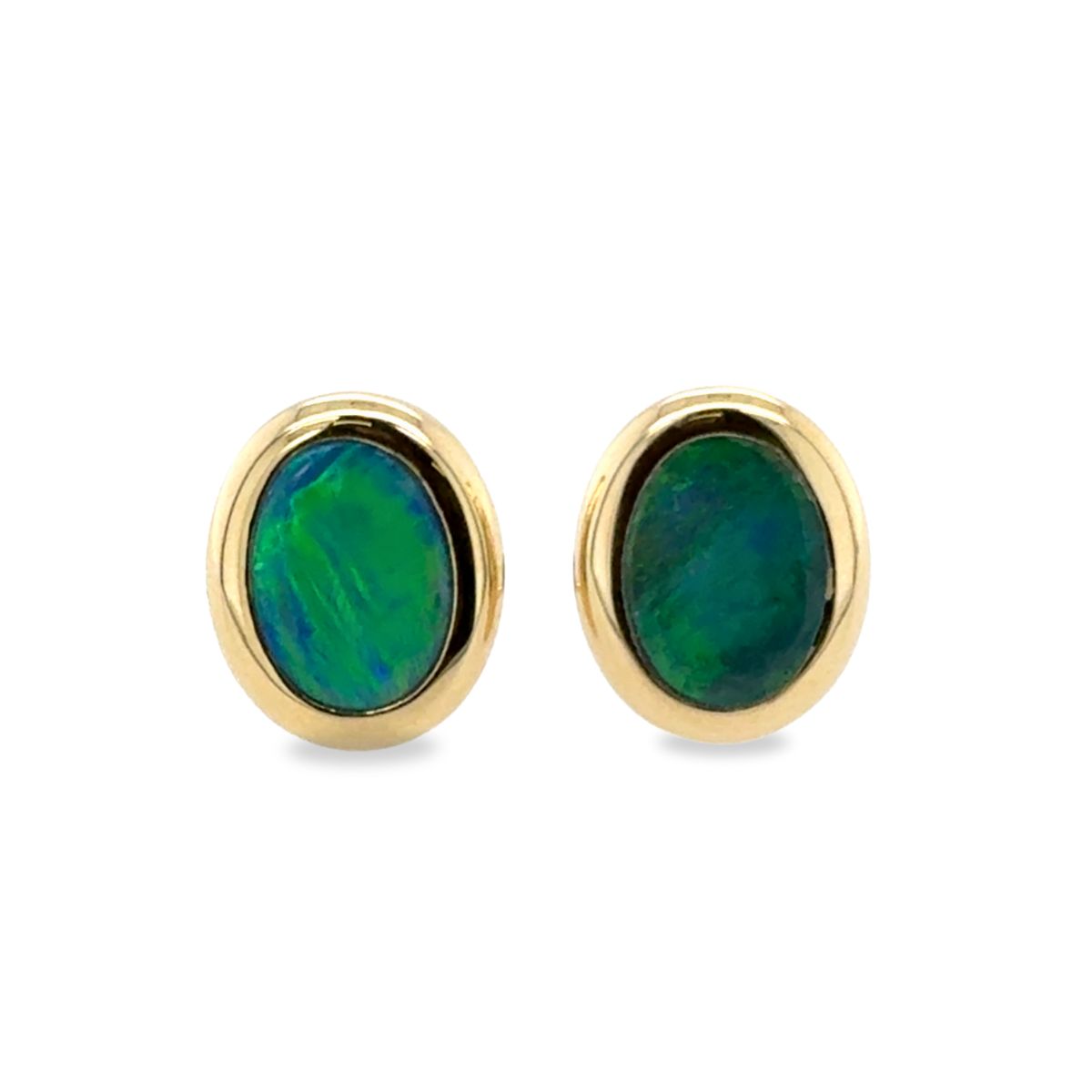 14ct Yellow Gold Freeform Doublet Opal Assorted Studs