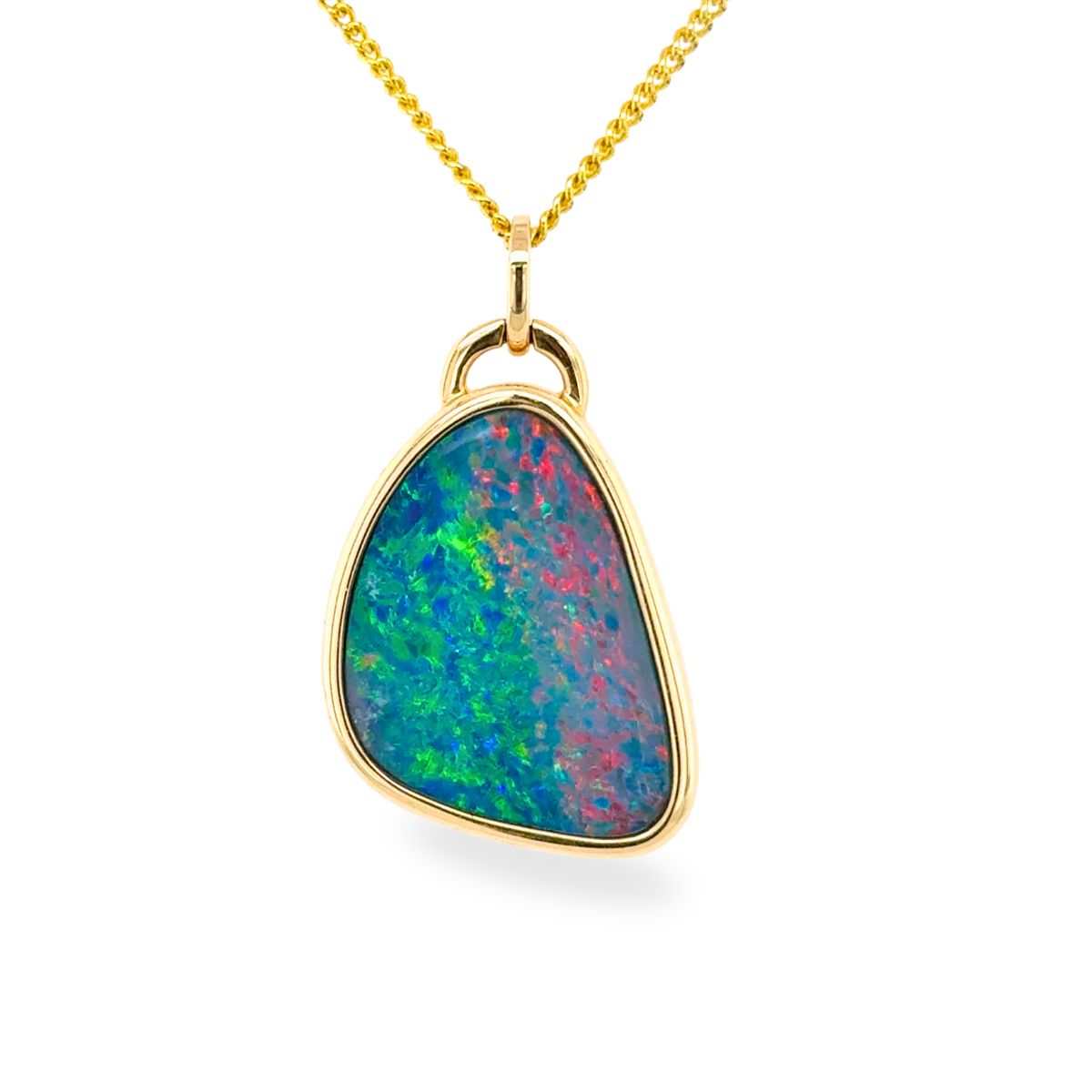 14ct Yellow Gold Freeform Doublet Opal Pendant