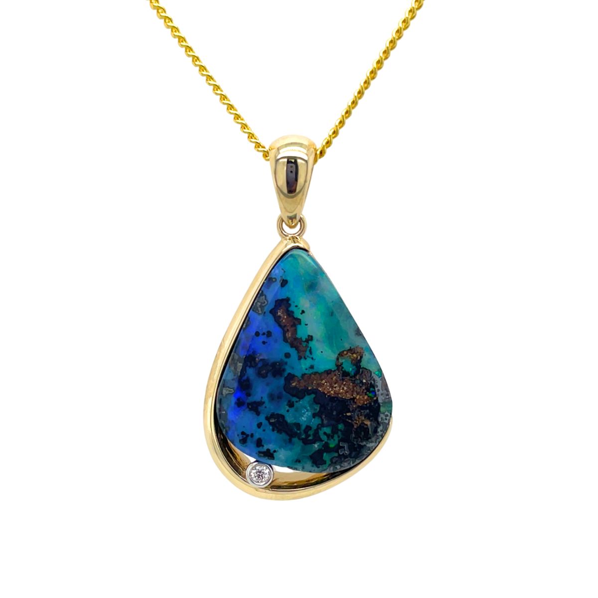 9ct Yellow Gold Australian Boulder Opal Pendant