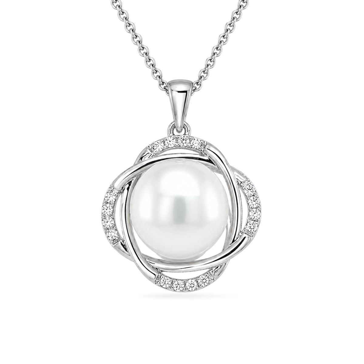 9ct White Gold 10-11.5mm South Sea Pearl & Diamond Pendant